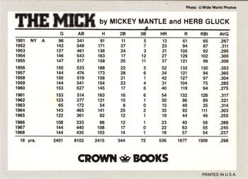 1986 Crown Books The Mick Mickey Mantle #NNO Mickey Mantle Back