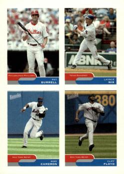 2004 Bazooka - 4-on-1 Stickers #26 Laynce Nix / Pat Burrell / Mike Cameron / Cliff Floyd Front