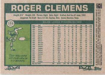 2018 Topps Archives #153 Roger Clemens Back