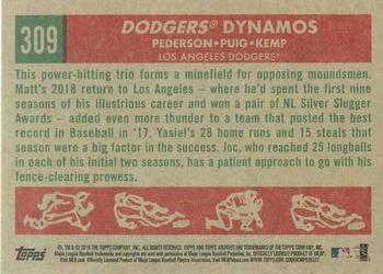 2018 Topps Archives #309 Dodgers Dynamos (Joc Pederson / Matt Kemp / Yasiel Puig) Back