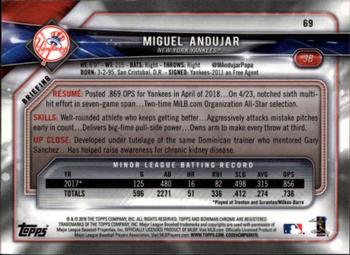 2018 Bowman Chrome #69 Miguel Andujar Back
