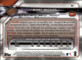 2018 Bowman Chrome #85 Manny Machado Back