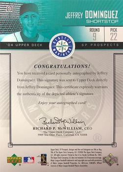 2004 SP Prospects - Autograph Bonus #JD Jeffrey Dominguez Back