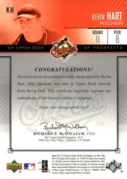 2004 SP Prospects - Autograph Bonus #KH Kevin Hart Back