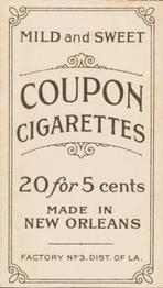 1910-19 Coupon Cigarettes (T213) #NNO Rube Marquard Back