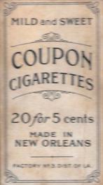 1910-19 Coupon Cigarettes (T213) #NNO Heinie Zimmerman Back