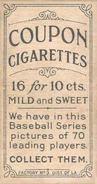 1910-19 Coupon Cigarettes (T213) #NNO Sherry Magee Back