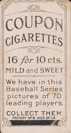 1910-19 Coupon Cigarettes (T213) #NNO Zack Wheat Back
