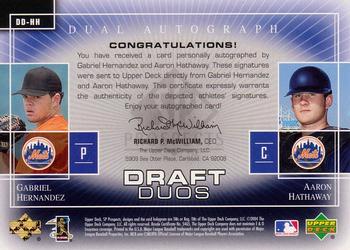 2004 SP Prospects - Draft Duos Dual Autographs #DD-HH Gabriel Hernandez / Aaron Hathaway Back