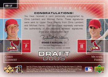 2004 SP Prospects - Draft Duos Dual Autographs #DD-LF Chris Lambert / Mike Ferris Back