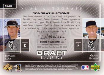 2004 SP Prospects - Draft Duos Dual Autographs #DD-LH Donald Lucy / Grant Hansen Back