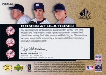 2004 SP Prospects - Draft Generations Triple Autographs #DG-FMH Whitey Ford / Mike Mussina / Phil Hughes Back