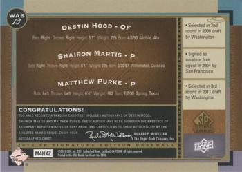 2012 SP Signature Edition - Triple Signatures #WAS-13 Destin Hood /  Shairon Martis  / Matthew Purke Back