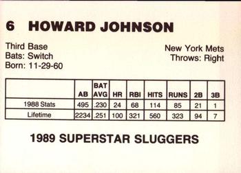 1989 Superstar Sluggers (unlicensed) #6 Howard Johnson Back