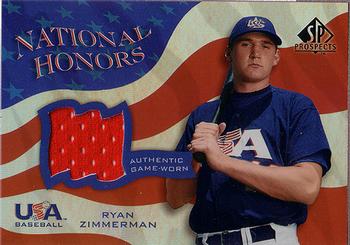 2004 SP Prospects - National Honors USA Jersey #NH-RZ Ryan Zimmerman Front