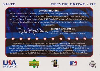 2004 SP Prospects - National Honors USA Jersey #NH-TC Trevor Crowe Back