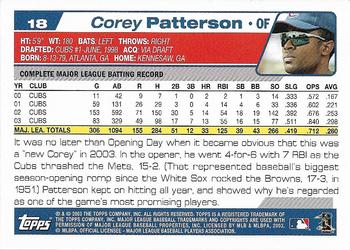 2004 Topps 1st Edition #18 Corey Patterson Back