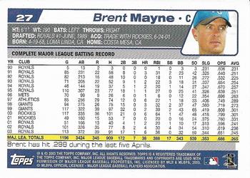 2004 Topps 1st Edition #27 Brent Mayne Back