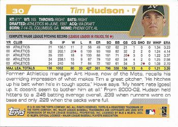 2004 Topps 1st Edition #30 Tim Hudson Back