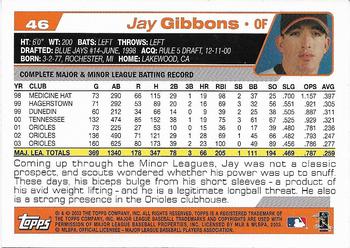 2004 Topps 1st Edition #46 Jay Gibbons Back
