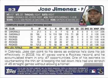 2004 Topps 1st Edition #53 Jose Jimenez Back