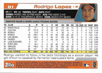 2004 Topps 1st Edition #81 Rodrigo Lopez Back