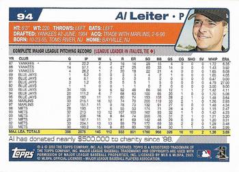 2004 Topps 1st Edition #94 Al Leiter Back