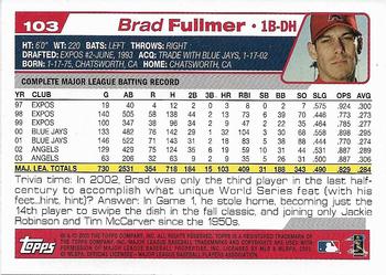 2004 Topps 1st Edition #103 Brad Fullmer Back