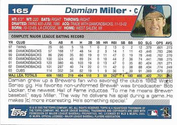 2004 Topps 1st Edition #165 Damian Miller Back