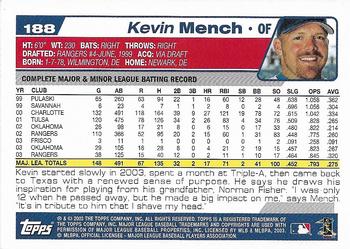 2004 Topps 1st Edition #188 Kevin Mench Back
