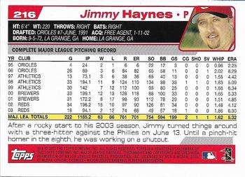 2004 Topps 1st Edition #216 Jimmy Haynes Back