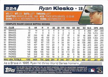 2004 Topps 1st Edition #224 Ryan Klesko Back