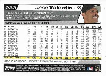 2004 Topps 1st Edition #233 Jose Valentin Back