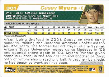2004 Topps 1st Edition #301 Casey Myers Back