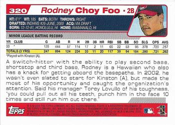 2004 Topps 1st Edition #320 Rodney Choy Foo Back
