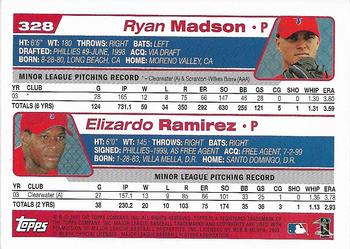2004 Topps 1st Edition #328 Ryan Madson / Elizardo Ramirez  Back