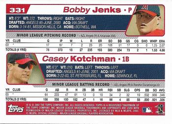 2004 Topps 1st Edition #331 Bobby Jenks / Casey Kotchman  Back