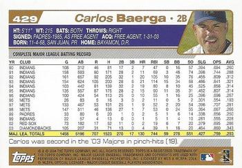 2004 Topps 1st Edition #429 Carlos Baerga Back