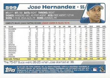 2004 Topps 1st Edition #599 Jose Hernandez Back