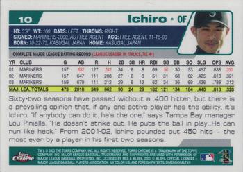 2004 Topps Chrome #10 Ichiro Suzuki Back