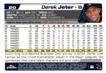 2004 Topps Chrome #20 Derek Jeter Back