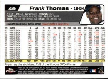 2004 Topps Chrome #49 Frank Thomas Back