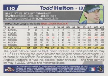 2004 Topps Chrome #110 Todd Helton Back