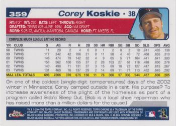 2004 Topps Chrome #359 Corey Koskie Back