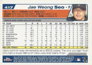 2004 Topps Chrome #417 Jae Weong Seo Back