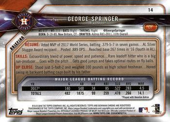 2018 Bowman - Orange #14 George Springer Back