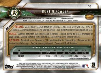 2018 Bowman - Orange #36 Dustin Fowler Back