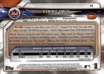 2018 Bowman - Orange #55 Dominic Smith Back