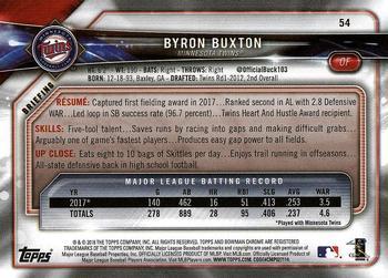 2018 Bowman - Red #54 Byron Buxton Back