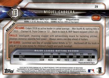 2018 Bowman - Platinum #29 Miguel Cabrera Back